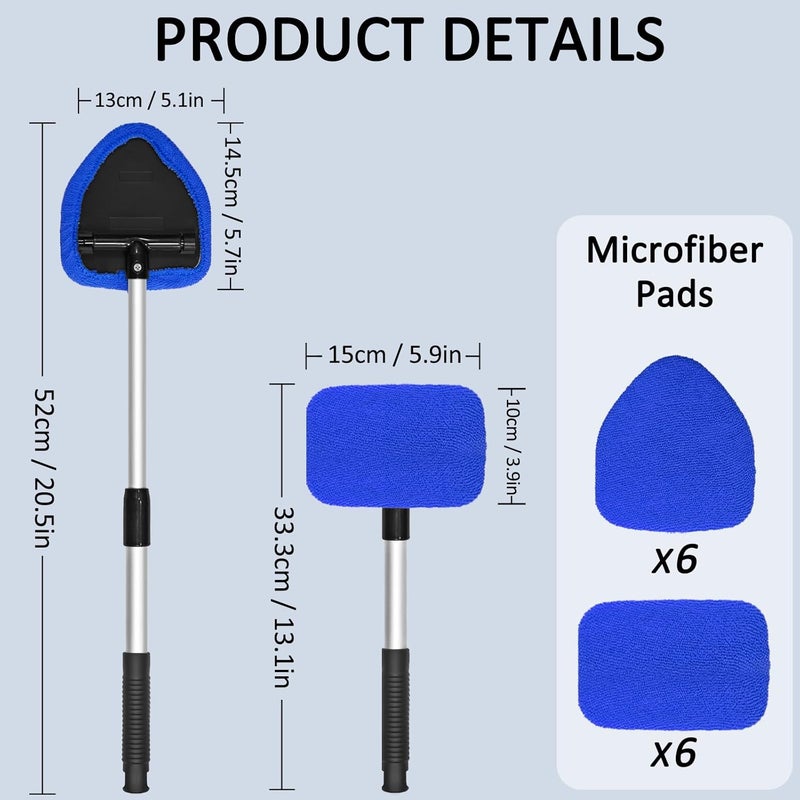 Beieverluck 20 Pieces Windshield Cleaner Tool, Inside Car Windshield Cleaning Tool with 12 Microfiber Pads, 4 Spray Bottle, and Extendable Handles Car Window Cleaning Tool Kit, Blue - Image 2